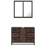 2 Piece Bathroom Furniture Set Brown Oak Engineered Wood 3300904