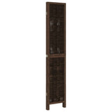 Room Divider 4 Panels Dark Brown Solid Wood Paulownia 358659