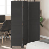 Room Divider 3 Panels Black Solid Wood Paulownia 358845