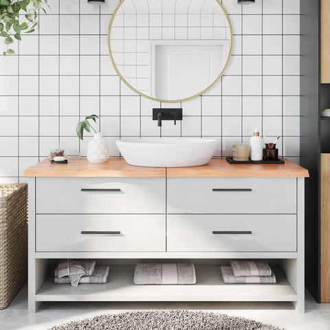 Bathroom Countertop Light Brown 160x50xcm Treated Solid Wood 3156157