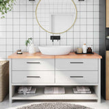 Bathroom Countertop Light Brown 160x40xcm Treated Solid Wood 3156155