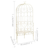 Garden Bench Antique White Wrought Iron Medium Decorative Inlays 45432
