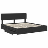 Storage Bed with Headboard Black 200 x 200 cm Engineered Wood 3412242