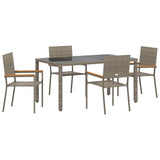 Garden Dining Set 5 pcs Grey Poly Rattan 3365391