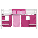 Kids'Loft Bed Frame with Curtains White and Pink 107 x 200 cm 42020828