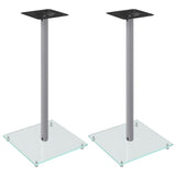 Speaker Stands 2 pcs Silver Tempered Glass 1 Pillar Design 51815