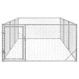 Outdoor Dog Kennel with Door 2x4x1 m Galvanised Steel 4105412