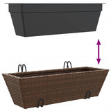 ZNTS Planters with hooks 2 pcs Brown Poly Rattan 366402