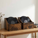 LP Record Box 2 pcs Smoked Oak 37 x 33 x 32 cm Engineered Wood 8012771