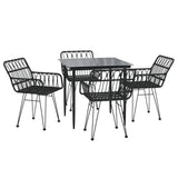 Garden Dining Set Black Poly Rattan Standard Durable 3157853