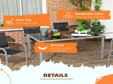 7 Piece Outdoor Garden Dining Set with Table and 6 Stackable Chairs, Steel Frame, Tempered Glass T3398P320087