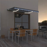 Manual Retractable Awning with LED 400x300 cm Blue and White 3069101