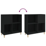 Record Cabinet Black Engineered wood, solid eucalyptus wood Medium 831990