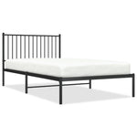 ZNTS Metal Bed Frame without Mattress with Headboard Black 107x203cm 350860