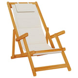 Folding Beach Chair with Armrests Light Grey Acacia Wood & Textilene 4108068