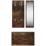 3-in-1 Shoe Cabinet Set Smoked Oak Engineered Wood 342574