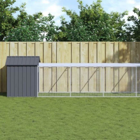 Chicken Cage with Run Anthracite 117x1221x123 cm Galvanised Steel 3189073