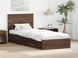 Bed Frame Brown Oak and Silver 70 x 190 cm Engineered Wood 3411374