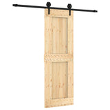 Sliding Door Natural and Black 70 x 210 cm Solid Pine Wood 3445158