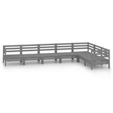 7 Piece Garden Lounge Set Solid Wood Pine Grey 3083016