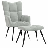 Relaxing chair with Footstool Light Grey Velvet 42022447
