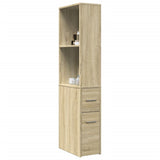 Narrow Bathroom Cupboard with Wheels Sonoma Oak Engineered Wood 855297