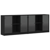 Bookcase with Doors Black 204x37x75 cm Engineered Wood 3206532