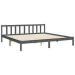 ZNTS Bed Frame without Mattress Grey 200x200 cm Solid Wood Pine 3193098