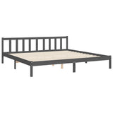 ZNTS Bed Frame without Mattress Grey 200x200 cm Solid Wood Pine 3193098