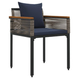 Outdoor Furniture Set Grey and Navy Blue Poly Rattan 42025235
