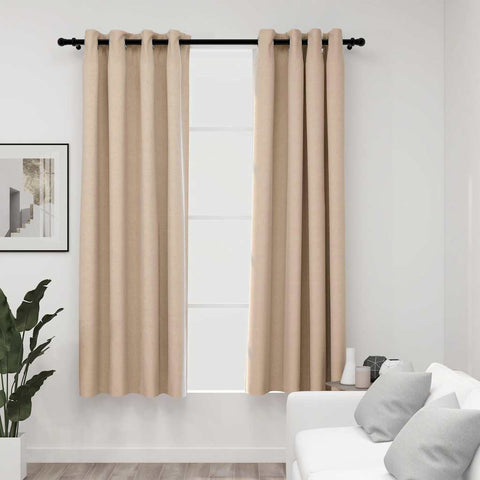 ZNTS Linen-Look Blackout Curtains with Grommets 2pcs Beige 140x175cm 321208