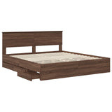 Bed Frame with Drawer Brown Oak 200 x 200 cm Engineer Wood 3407955