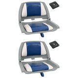 4 Piece Foldable Boat Seat Set with Blue-white Pillow 272241