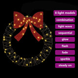 Wreath with 60 LEDs Warm white 75 x 75 x 8 cm Rattan 42019139