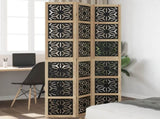 Room Divider 3 Panels Brown and Black Solid Wood Paulownia 358799