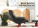 Faux Microfibre Leather Manual Recliner and Footstool Set - Black T3398P341021