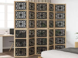 Room Divider 5 Panels Brown and Black Solid Wood Paulownia 358808