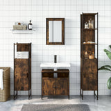 4 Piece Bathroom Furniture Set Smoked Oak Engineered Wood 3214827