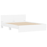 Bed Frame White Engineered wood Double Bed Frame Rectangular 3207595