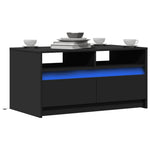 ZNTS Coffee Table with LED Lights Black Engineered Wood 851992