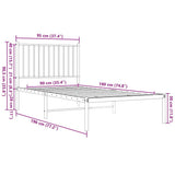 Metal Bed Frame without Mattress with Headboard Black 90x190cm 350856