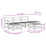 6 Piece Garden Lounge Set White Solid Wood Pine 3186537