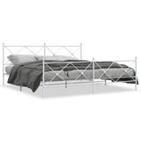 Metal Bed Frame without Mattress with Footboard White 193x203cm 376575