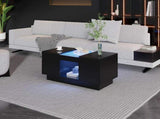LED Coffee Table for Living Room, Modern Coffee Table with Storage with LED Lights, 2 Tiers and 2 N605P225560B