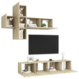 7 Piece TV Cabinet Set Sonoma Oak Engineered Wood 3079023