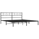 Metal Bed Frame without Mattress with Headboard Black 180x200cm 355271