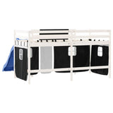 ZNTS Kids' Loft Bed with Curtains without Mattress White&Black 90x200cm 3207021