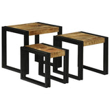 Nesting Table 3 pcs Brown and Black Solid Mango Wood and Metal 4104727