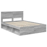 Bed Frame Grey Sonoma 140 x 200 cm Solid Pine Wood 3410596