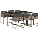Garden Dining Set Grey PE rattan, powder-coated steel, tempered glass 3211268